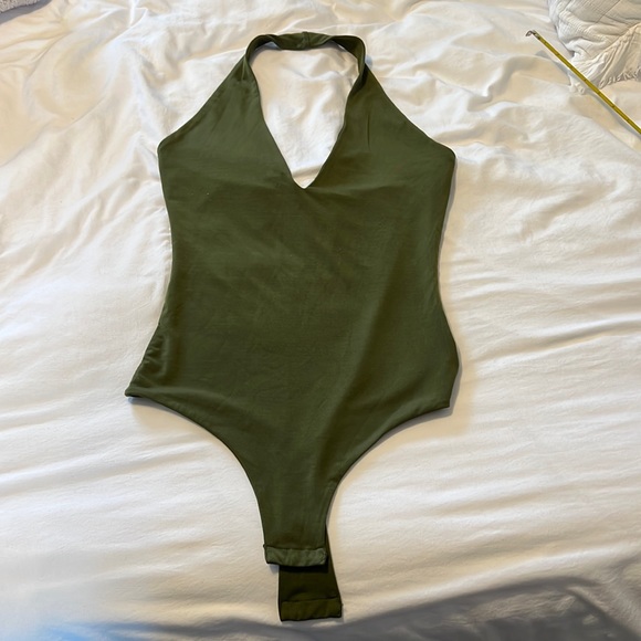 Tops - Halter bodysuit olive green